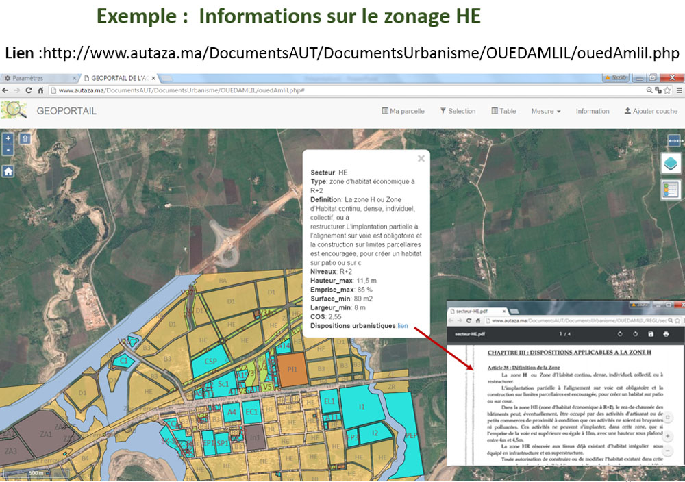 Exemple de consultation des informations urbanistiques d&#039;un secteur